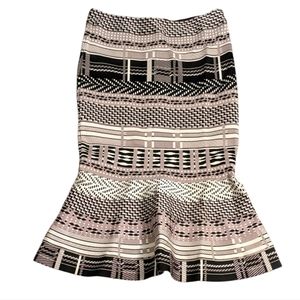 Anthropologie Mermaid Trumpet Skirt, Geometric Stretchy Office Wear Size S (4-6)